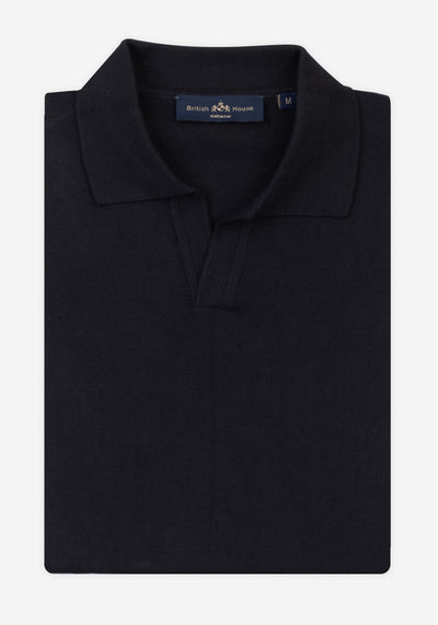 Carbon Black Knitted Polo Shirt