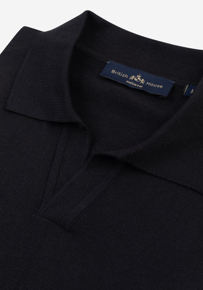 Carbon Black Knitted Polo Shirt