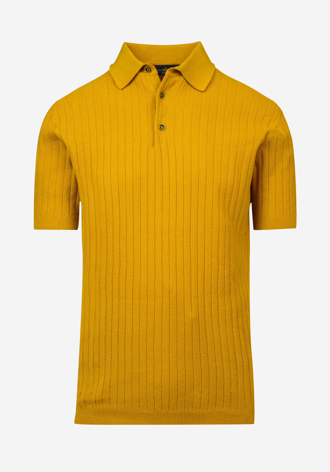 Honey Yellow Braided Knitted Polo Shirt