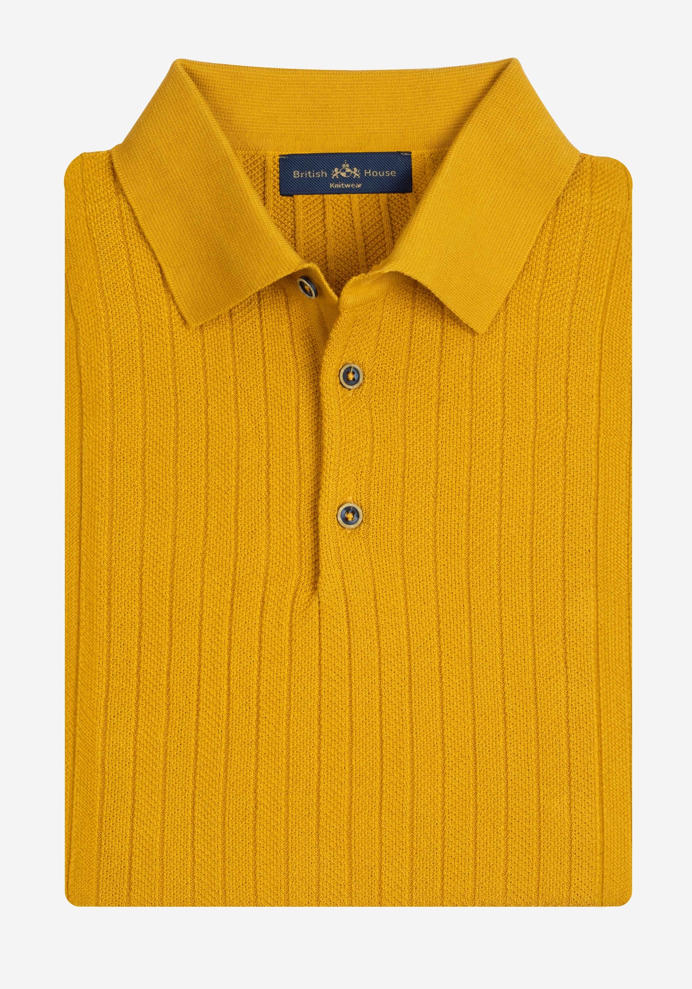 Honey Yellow Braided Knitted Polo Shirt
