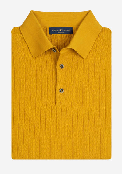 Honey Yellow Braided Knitted Polo Shirt