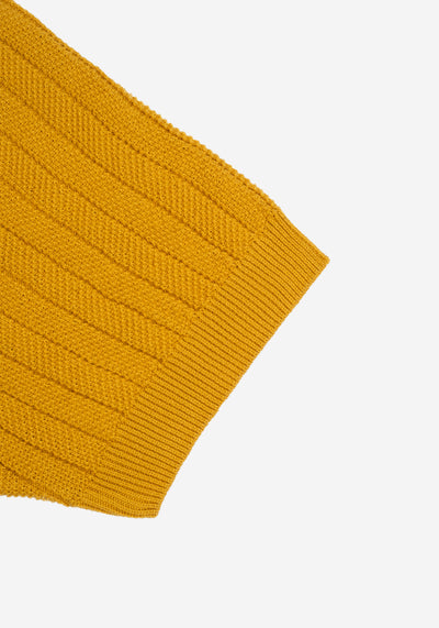 Honey Yellow Braided Knitted Polo Shirt