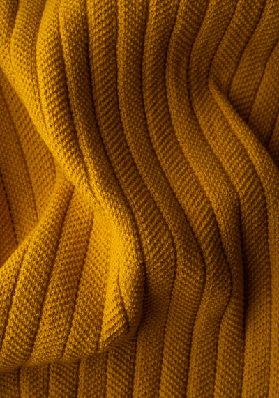 Honey Yellow Braided Knitted Polo Shirt