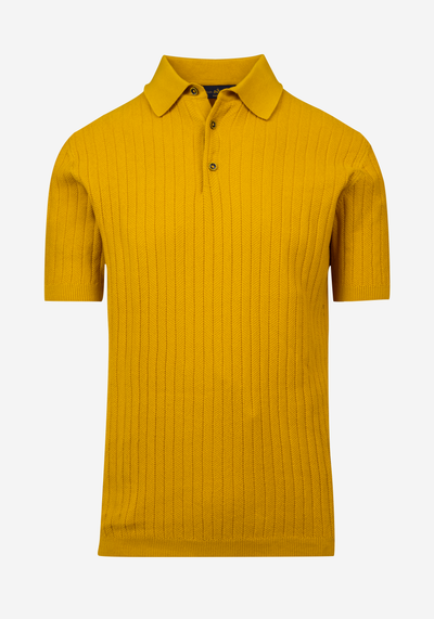 Honey Yellow Braided Knitted Polo Shirt