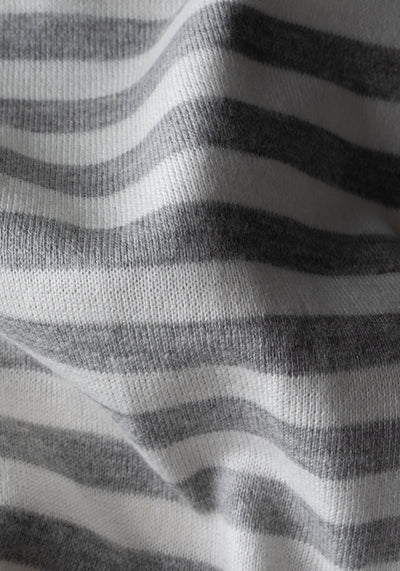 Pearl Grey Stripe Knitted Polo Shirt