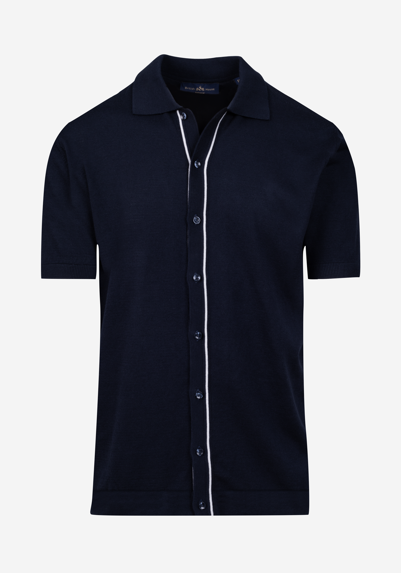 Dawn Navy Knitted Polo Shirt