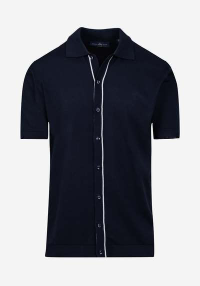 Dawn Navy Knitted Polo Shirt