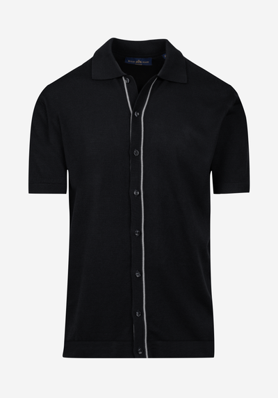 Carbon Black Knitted Polo Shirt