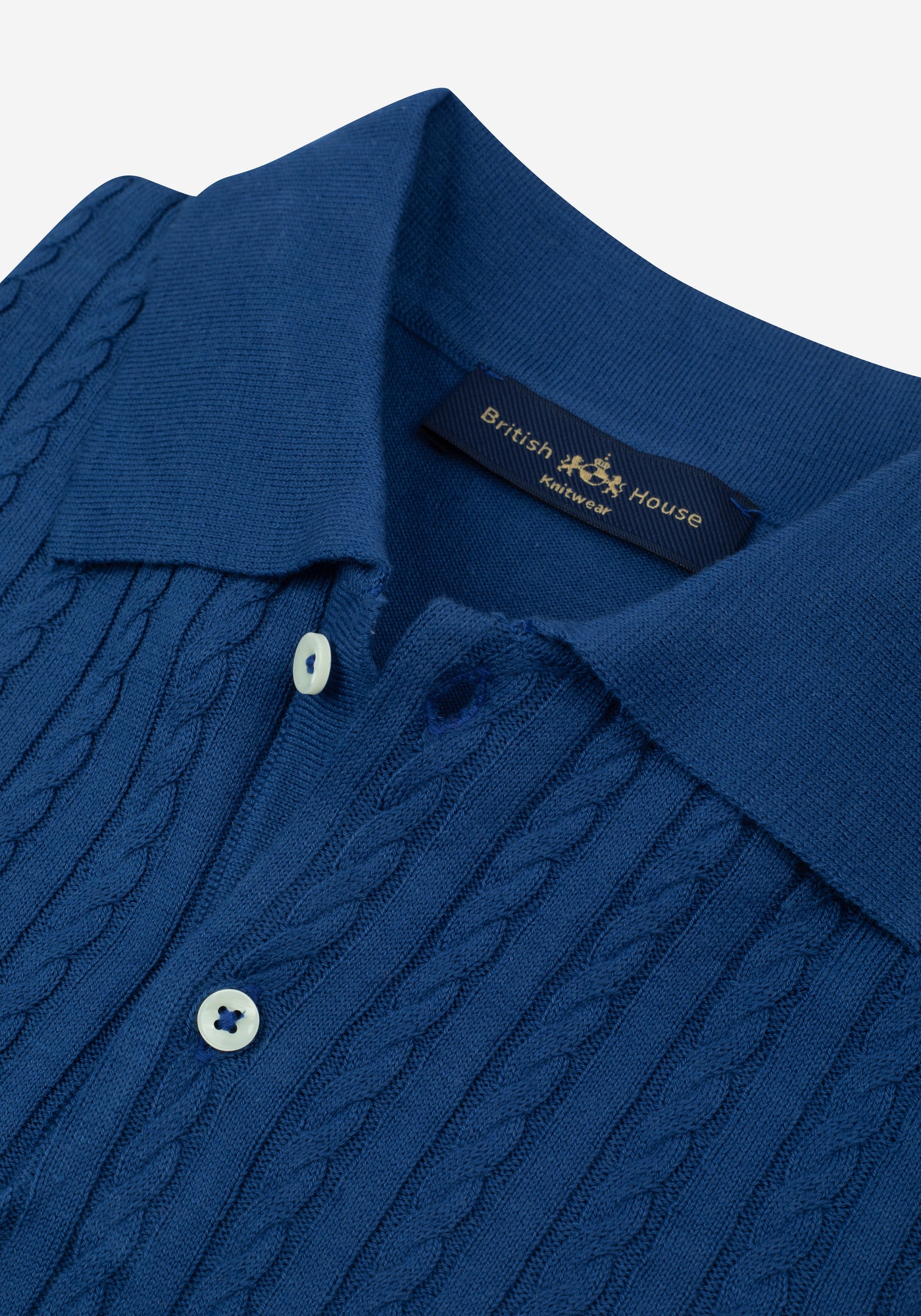 Lush Blue Braided Knitted Polo Shirt