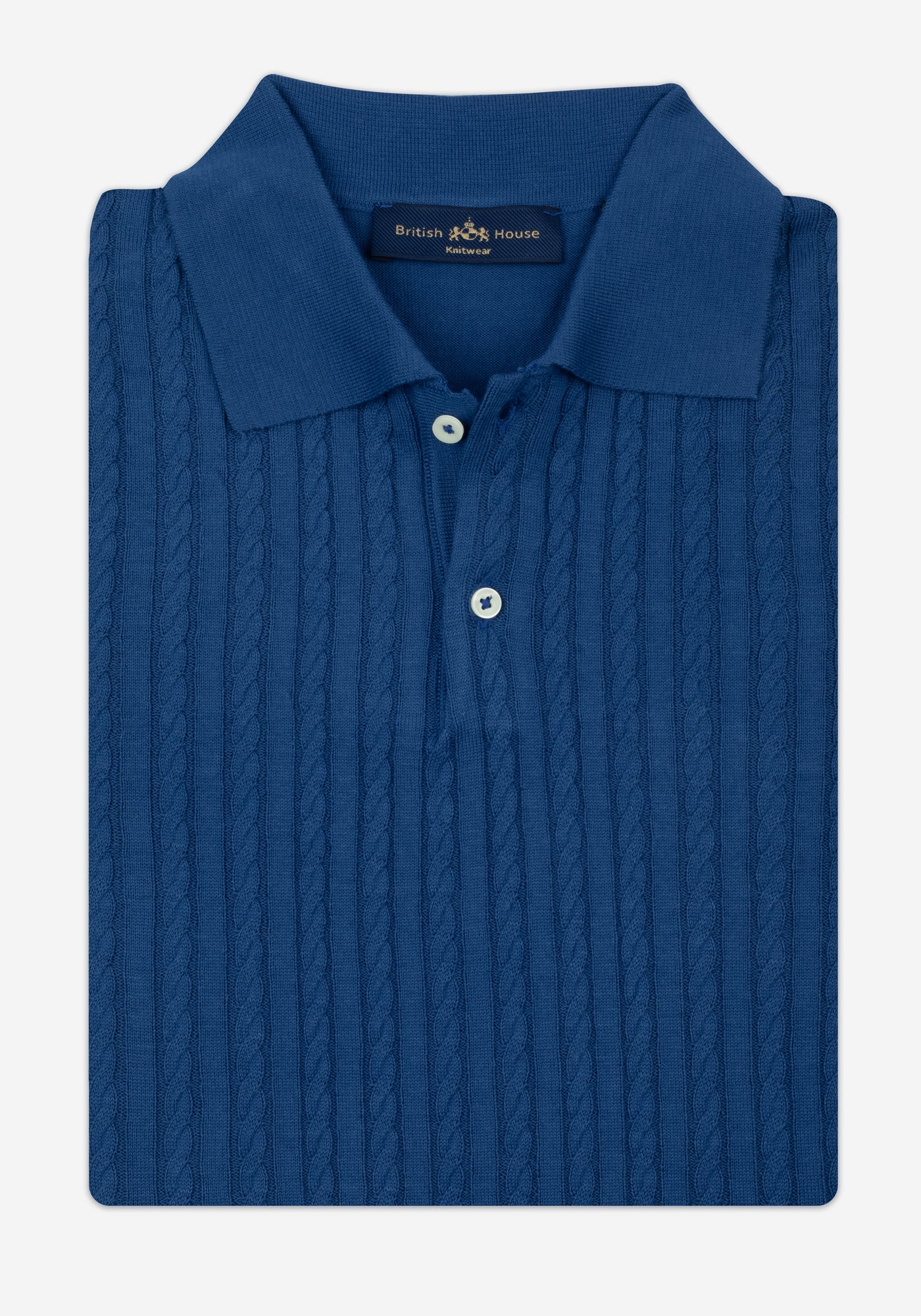 Lush Blue Braided Knitted Polo Shirt