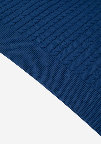 Lush Blue Braided Knitted Polo Shirt