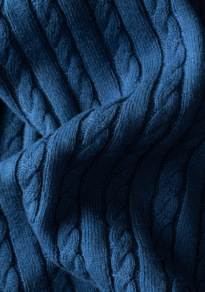 Lush Blue Braided Knitted Polo Shirt