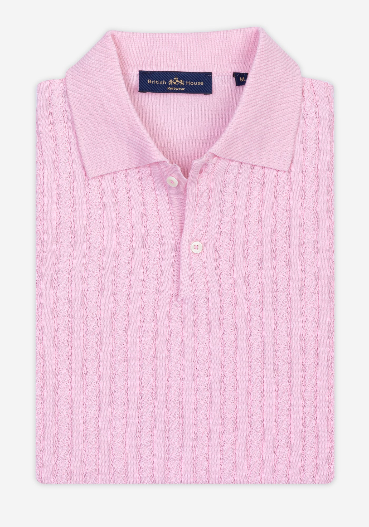 Soft Rose Braided Knitted Polo Shirt