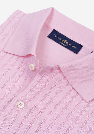 Soft Rose Braided Knitted Polo Shirt