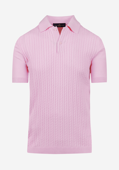 Soft Rose Braided Knitted Polo Shirt