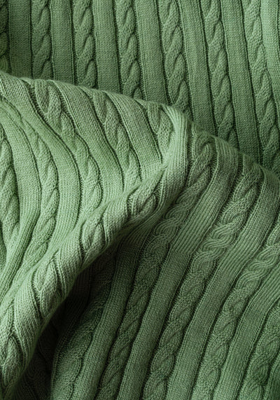 Bud Green Braided Knitted Polo Shirt