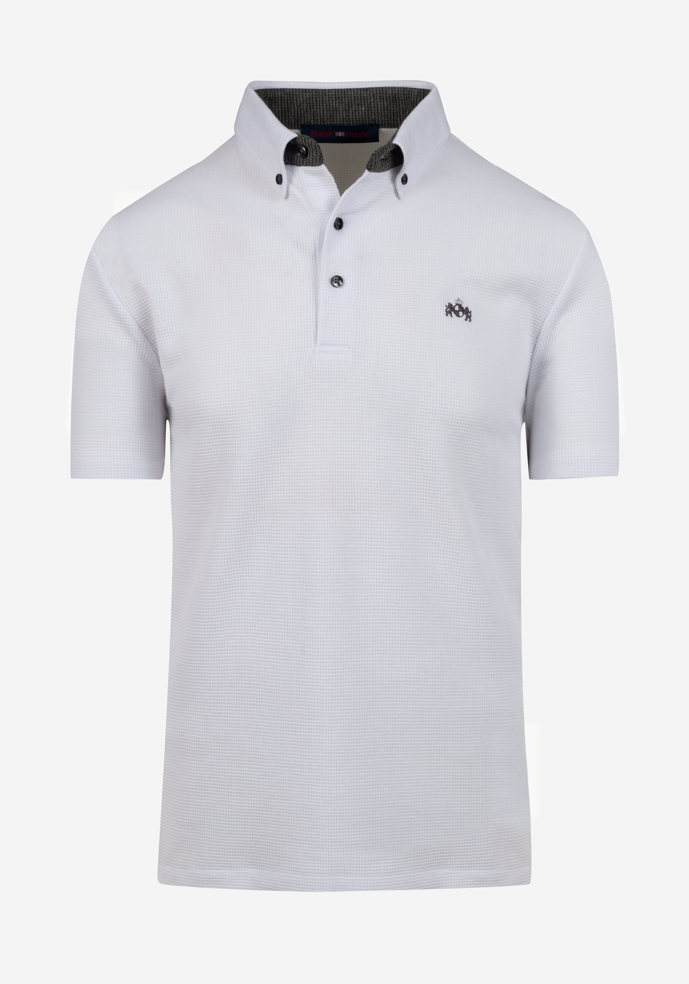 Swan White Cotton Waffle Polo Shirt