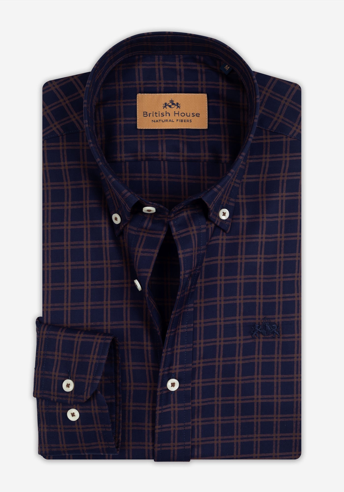 Burnt Navy Brown Checked Twill Shirt