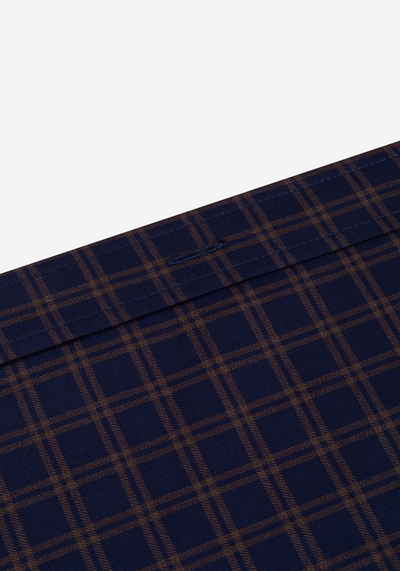 Burnt Navy Brown Checked Twill Shirt