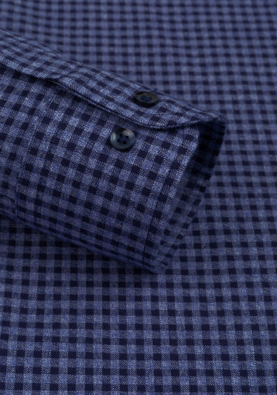 Claret Navy Checked Flannel Twill Shirt
