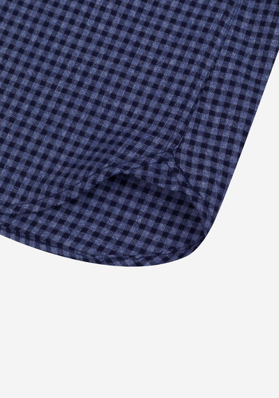 Claret Navy Checked Flannel Twill Shirt