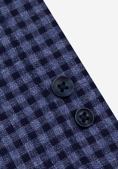 Claret Navy Checked Flannel Twill Shirt