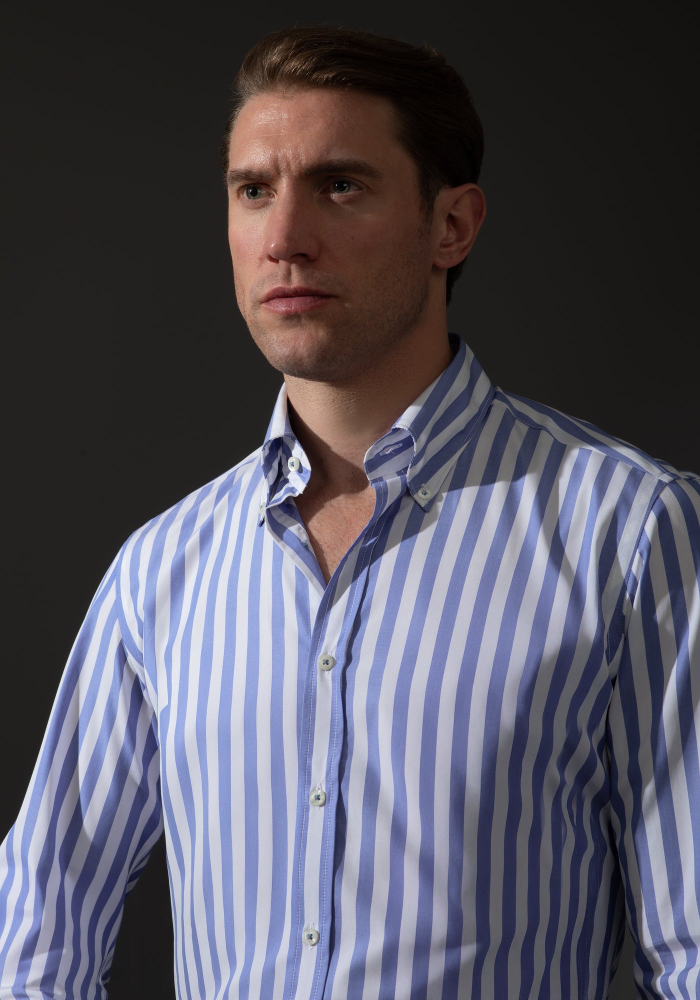 Giza 87 Cotton Pacific Blue Stripe Fine Oxford Shirt