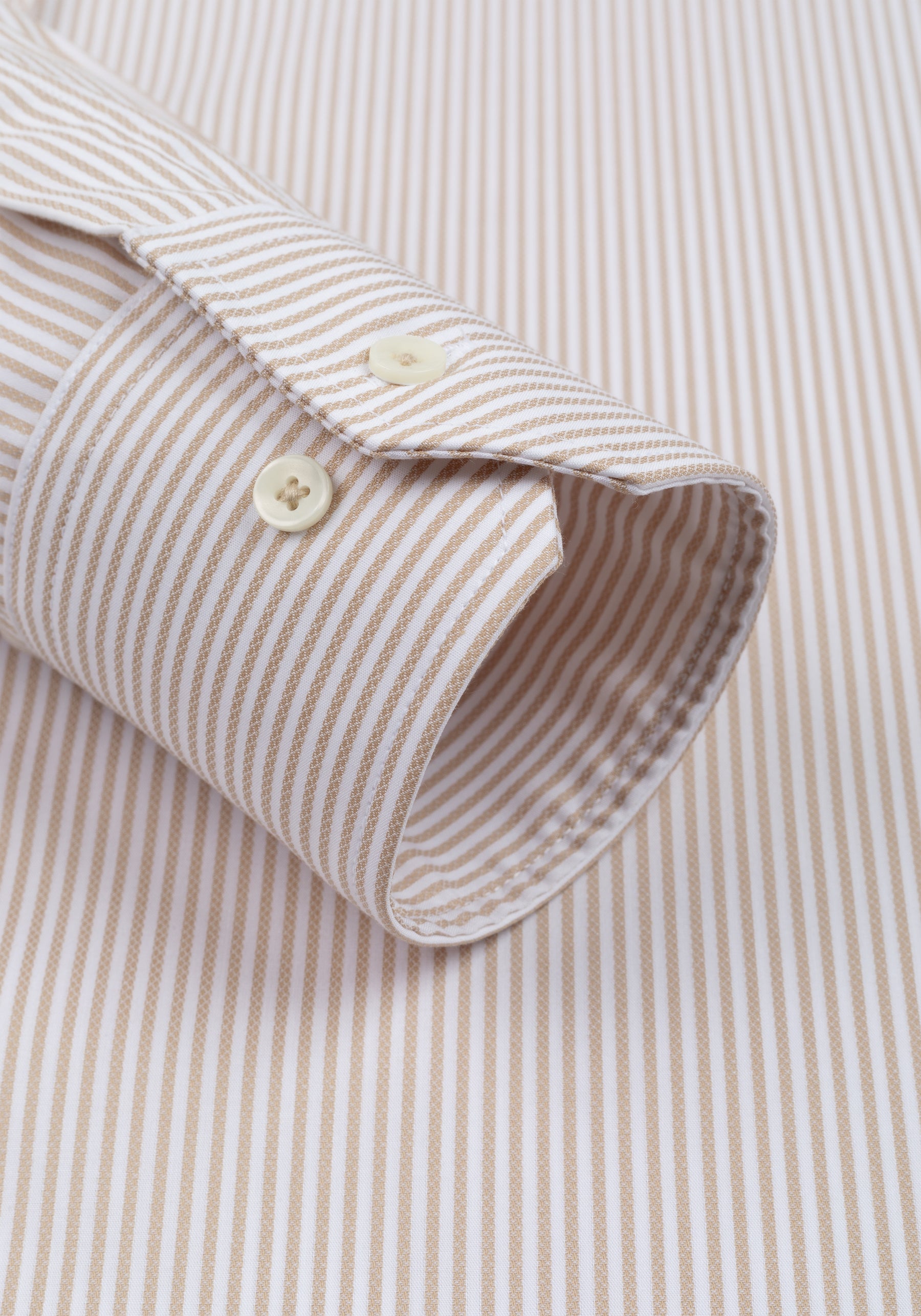 Almond Beige Stripe Basket Weave Shirt