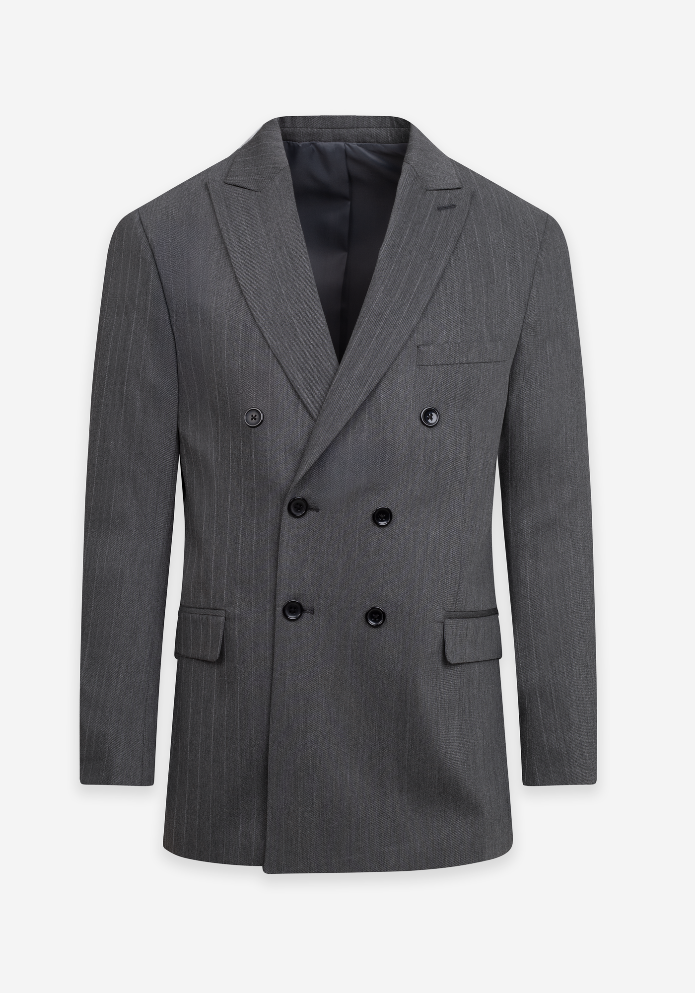 Contemporary Fit Solid Grey Double-Breasted Blazer