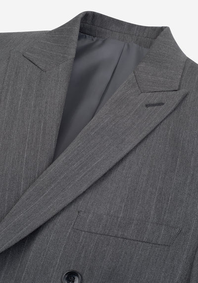 Contemporary Fit Solid Grey Double-Breasted Blazer