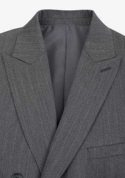 Contemporary Fit Solid Grey Double-Breasted Blazer