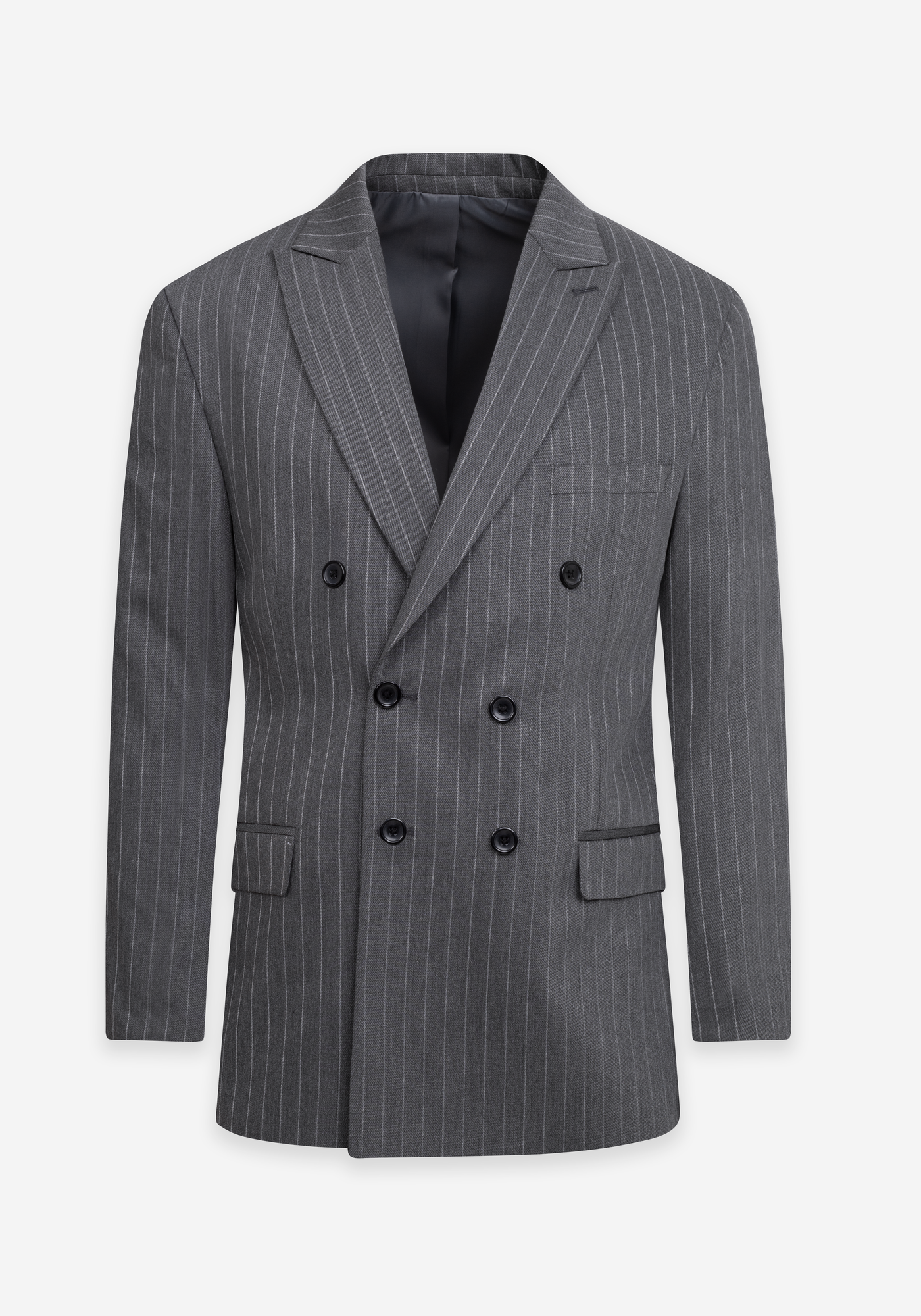 Smoke Grey Double-Breasted Poly Suit