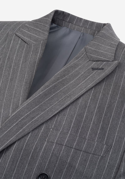 Smoke Grey Double-Breasted Poly Suit