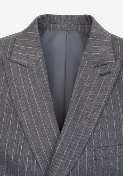 Smoke Grey Double-Breasted Poly Suit