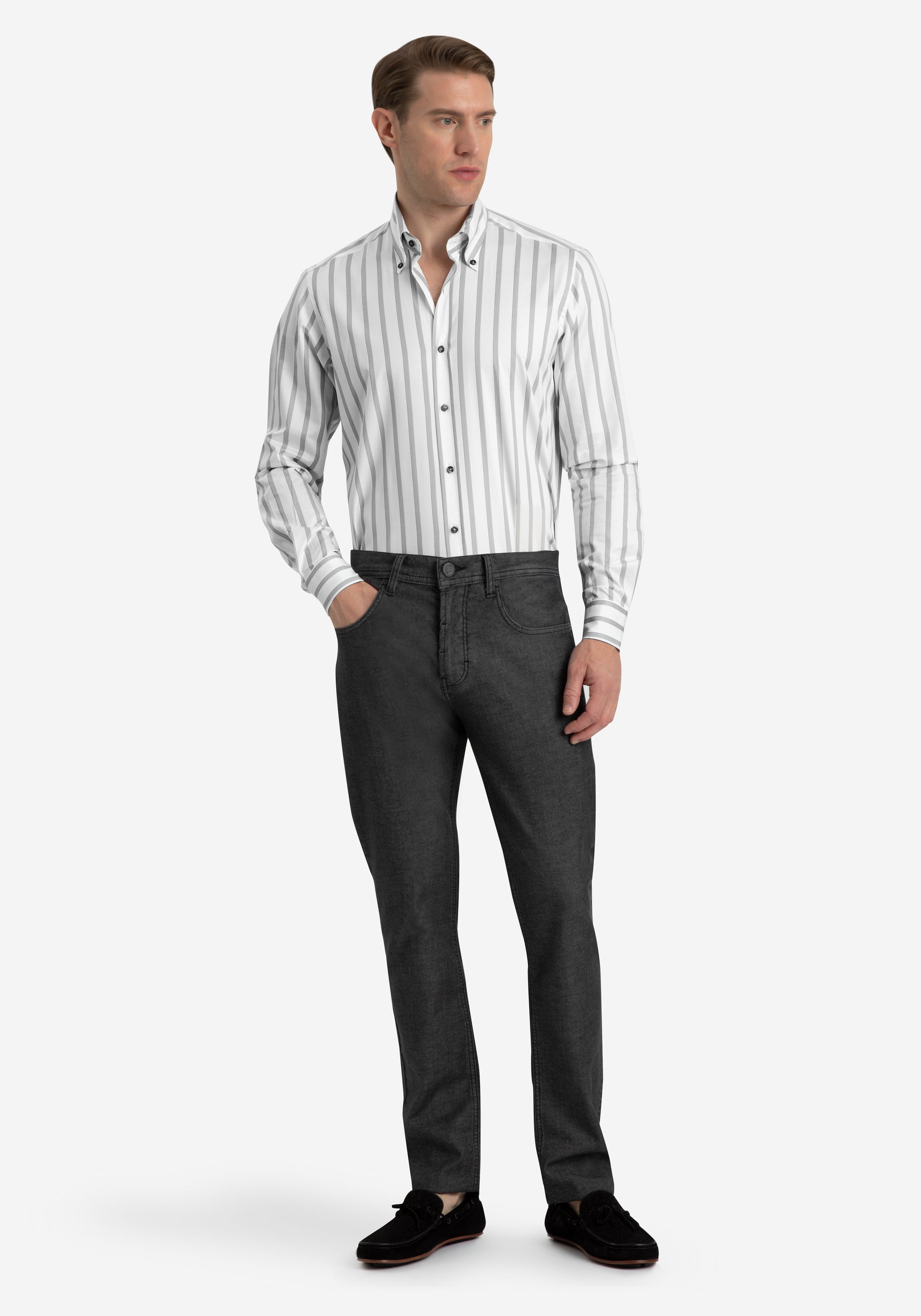 Lunar Grey Stripe Signature Twill Shirt