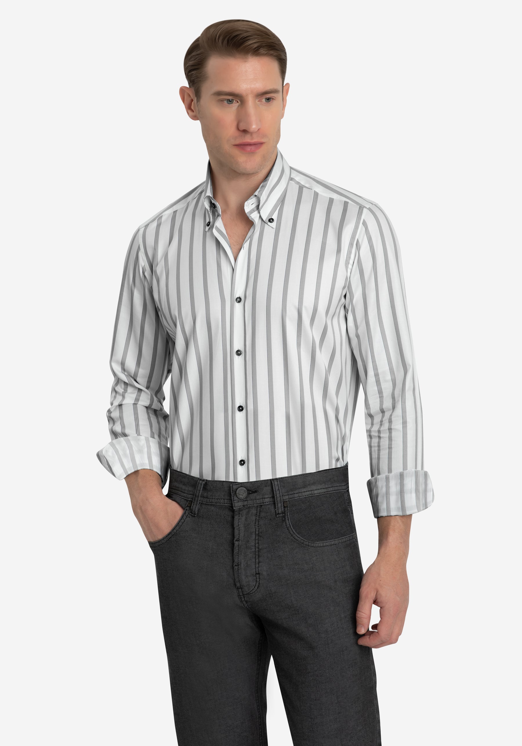 Lunar Grey Stripe Signature Twill Shirt