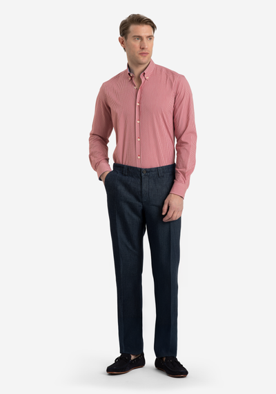 Bright Red Checked Cotton Lycra Shirt