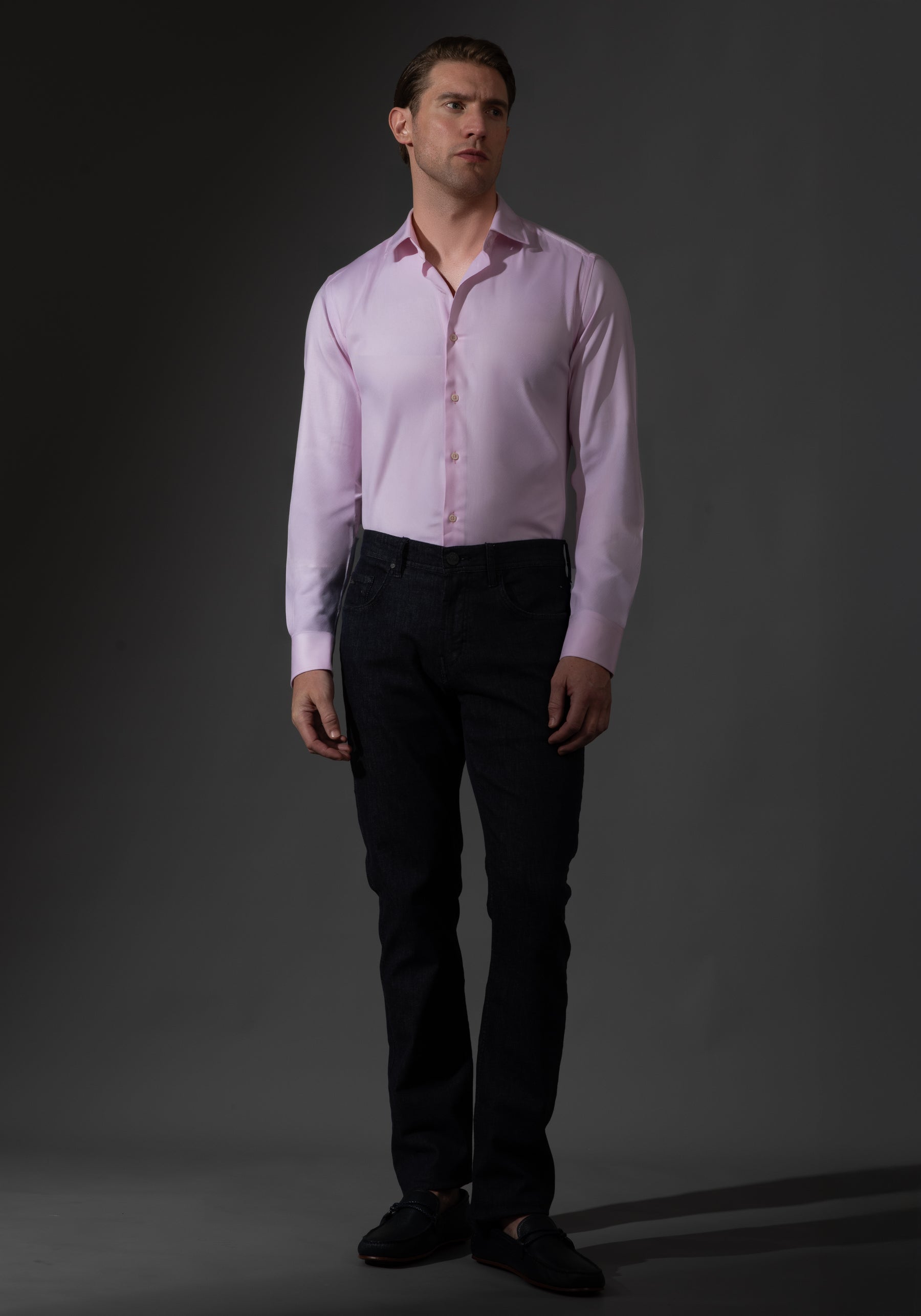Giza 87 Cotton Blush Pink Stripe Signature Twill Shirt