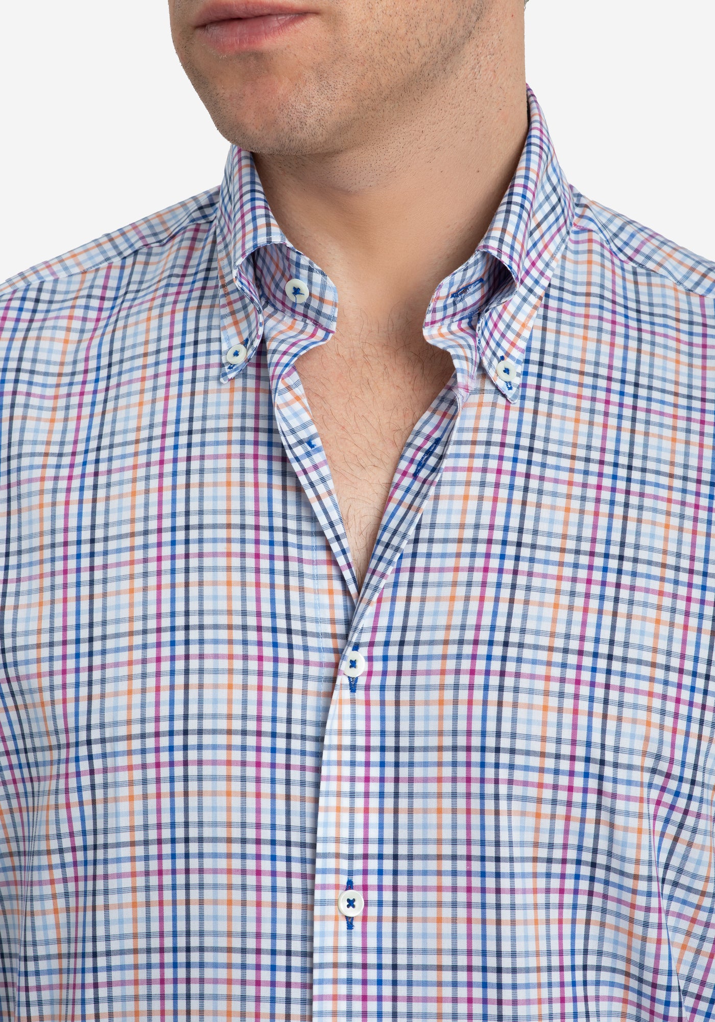 Sunset Blue Checked Oxford Shirt