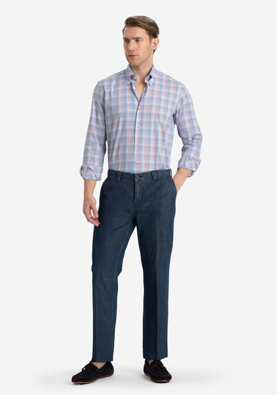 Sunset Blue Checked Oxford Shirt