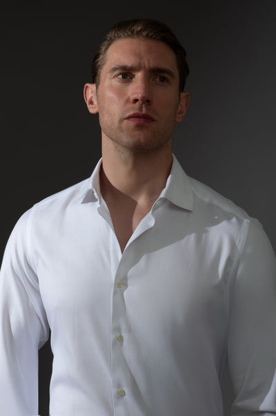 Giza 87 Cotton Opal White Stripe Signature Twill Shirt