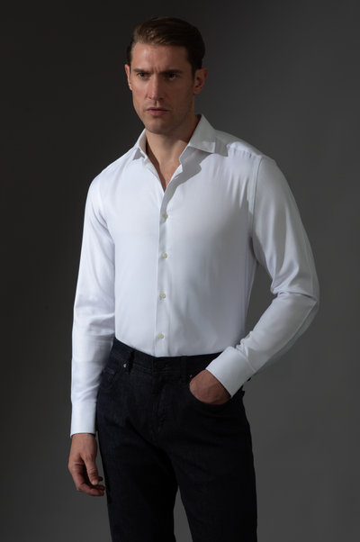 Giza 87 Cotton Opal White Stripe Signature Twill Shirt