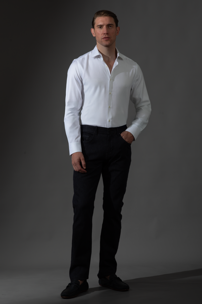 Giza 87 Cotton Opal White Stripe Signature Twill Shirt