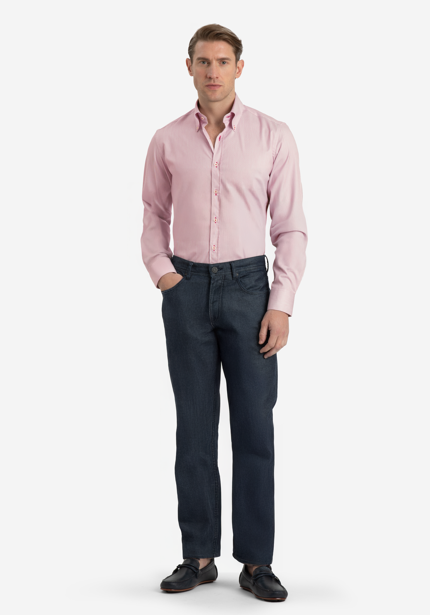 Crimson Red Stripe Signature Twill Shirt