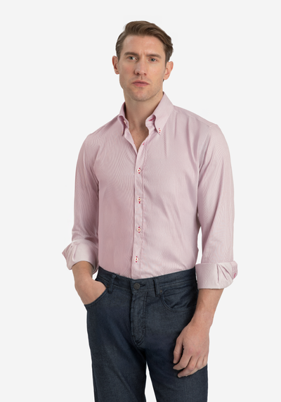 Crimson Red Stripe Signature Twill Shirt