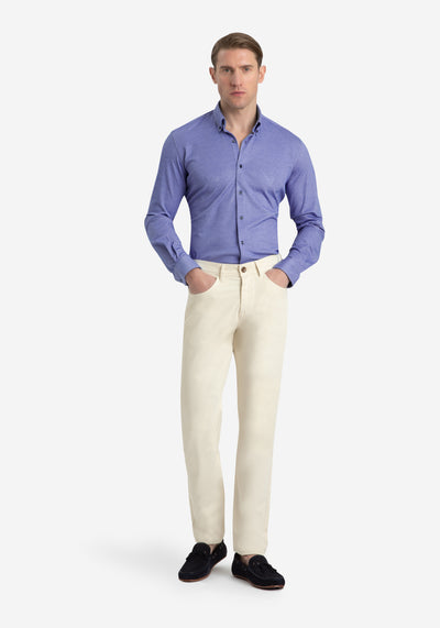 Serene Blue Knitted 4-Way Stretch Shirt