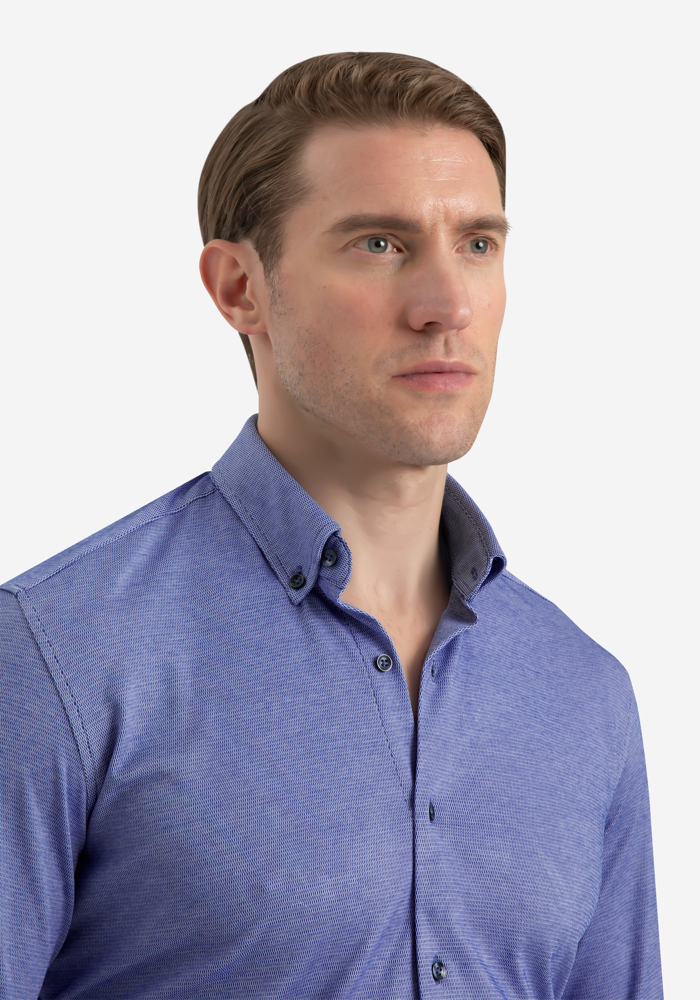 Serene Blue Knitted 4-Way Stretch Shirt