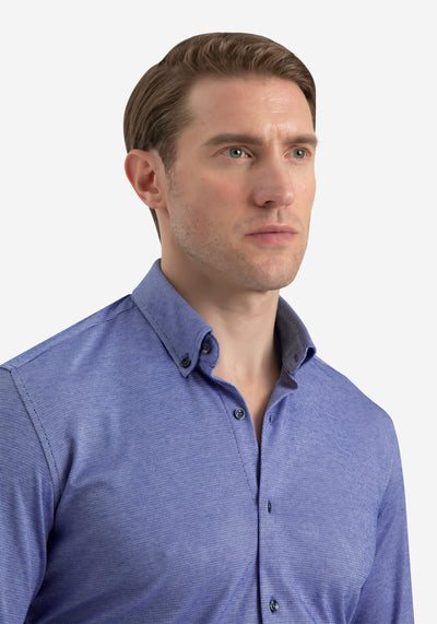 Serene Blue Knitted 4-Way Stretch Shirt