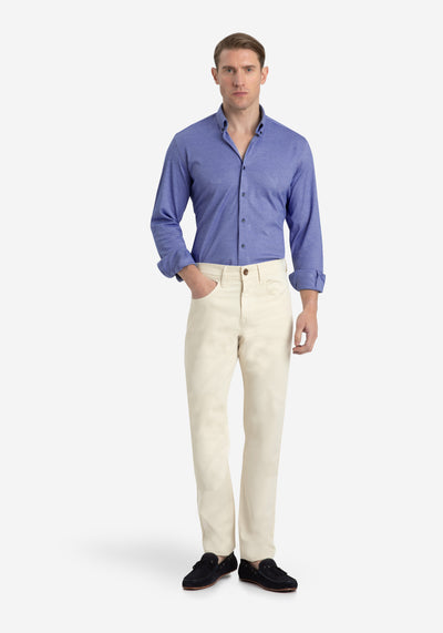 Serene Blue Knitted 4-Way Stretch Shirt