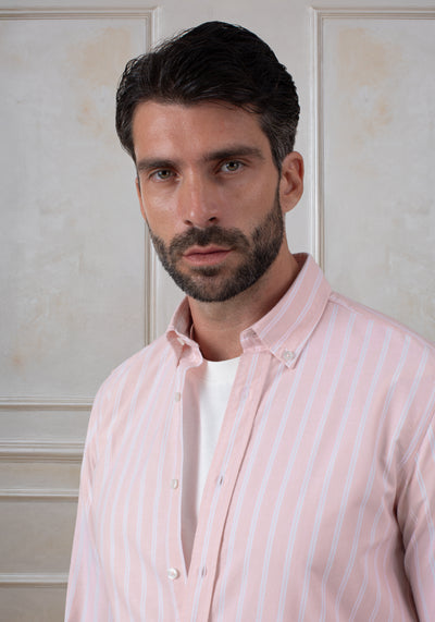 Blush Pink Stripe Heavy Oxford Shirt